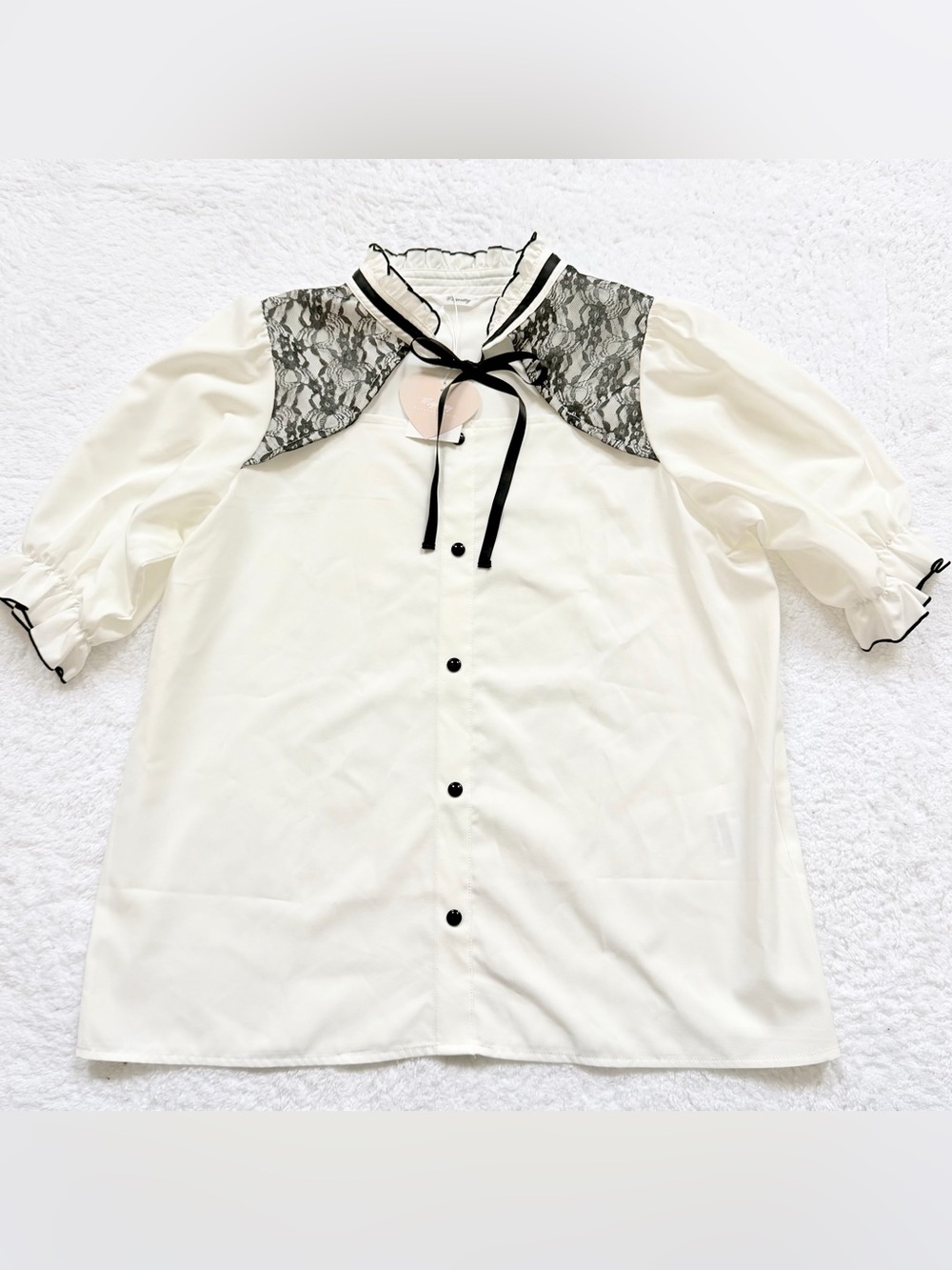 Majoretty Blouse Jirai Kei Ryosan Lolita Bow Lace Tops Japan Idol Short Sleeve M